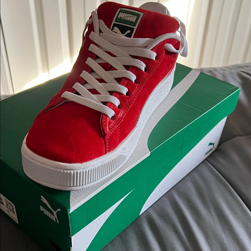 Puma Red and White Classic Sneakers